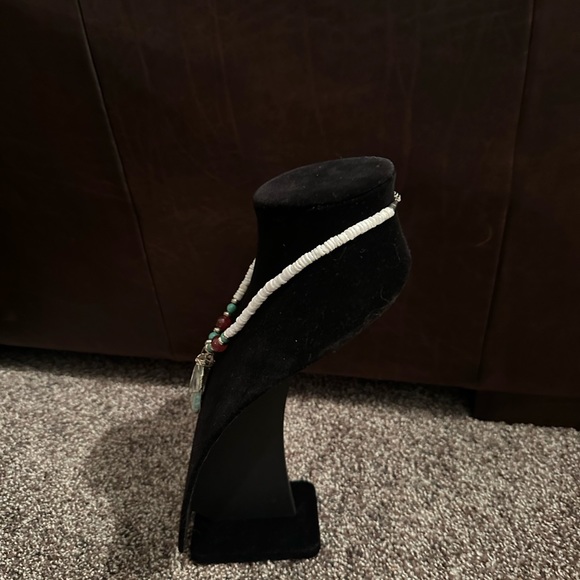 Hand Crafted Ruby Zoisite/Quartz/Puka Shell & Sterling Silver Necklace. - Picture 2 of 3